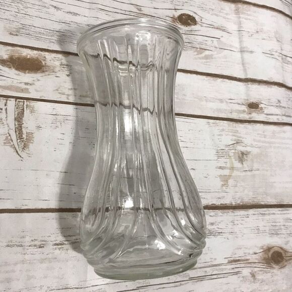 Vintage Hoosier Clear Glass Vase Lyre Ribbed 4086-B - Picture 11 of 11